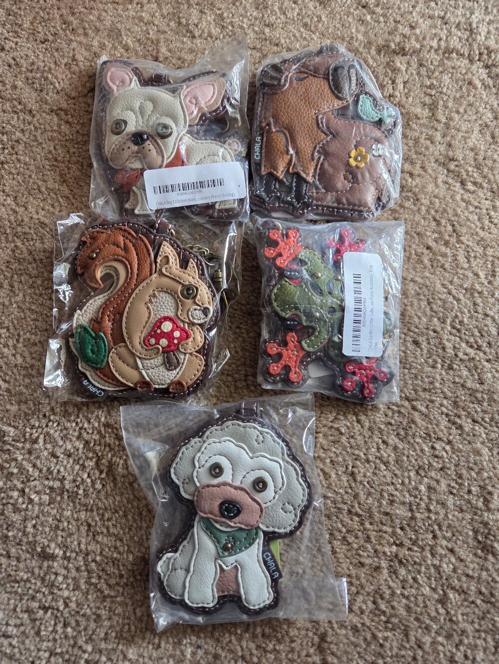 Cute Bag Or Key Animal Charms Leather Keychain- Chose 1